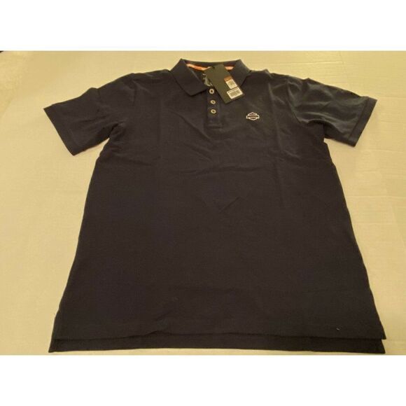 Harley Davidson Men's Open Logo Blue Polo Shirt - Picture 1 of 7
